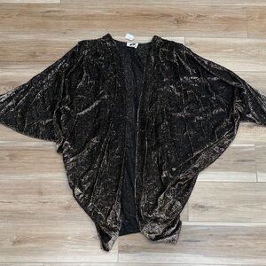 Vintage Shimmering Black and Gold Lame  Kimono Cardigan